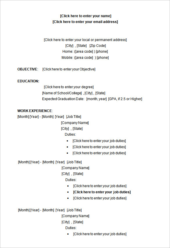 download cv template word college graduate