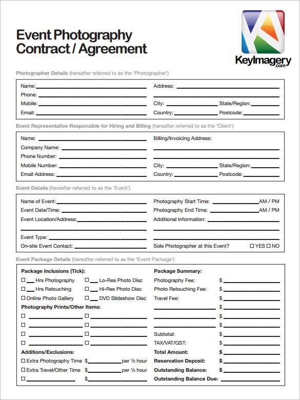 20 Photography Contract Template