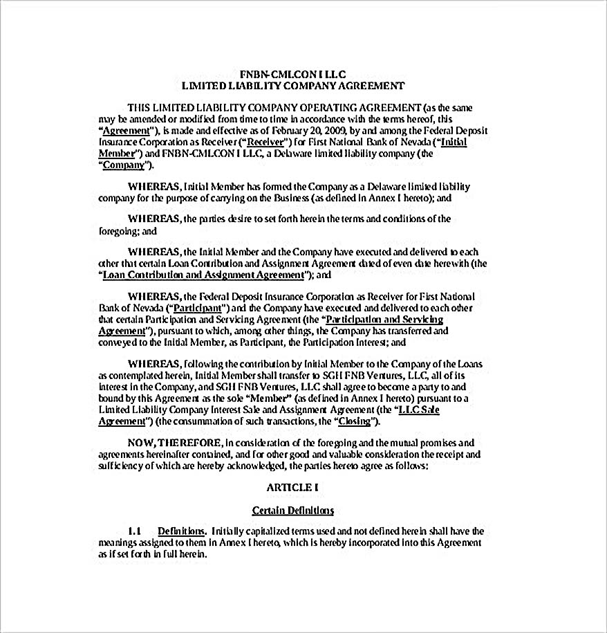 11 Operating Agreement Template for a Secure Company Management