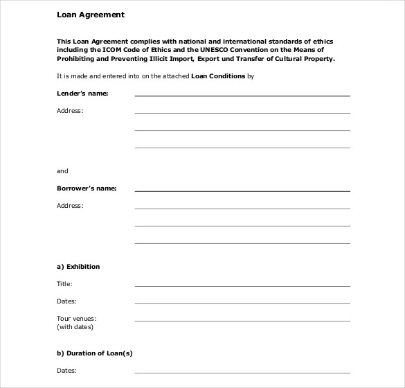 Standard Loan Contract Template Free Format