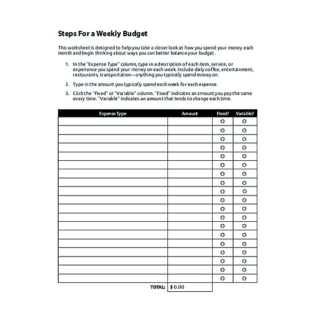 Steps For a Weekly Budget PDF Download