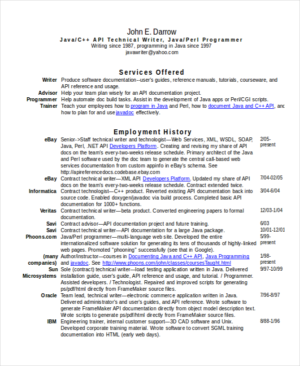 Technical Writer Resume