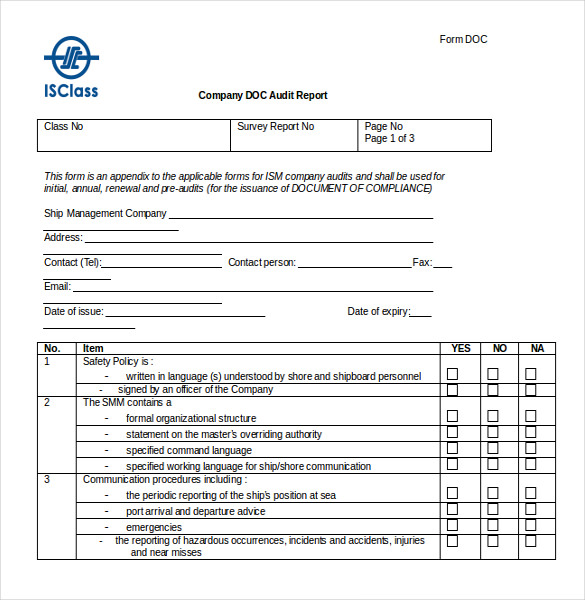 Free Audit Checklist Template Word Doc