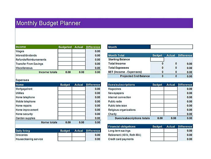 budget template accounting