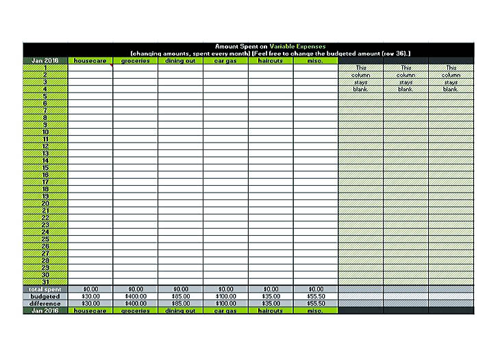 google sheets household budget