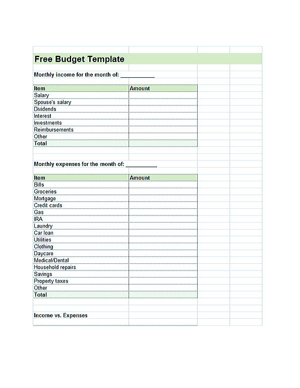 google sheets free budget template