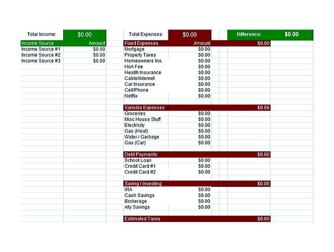 budget template free