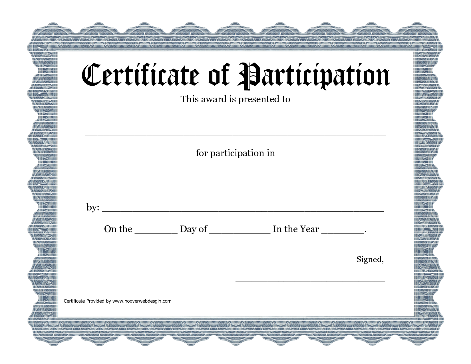 Templates For Certificates Of Participation