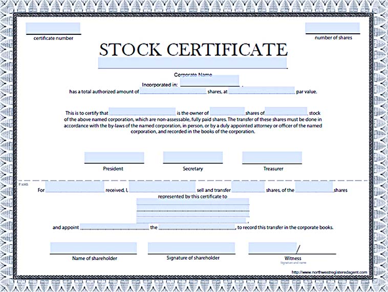 corp stock certificate