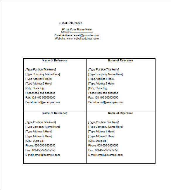 customer reference list template