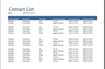free contact list sample