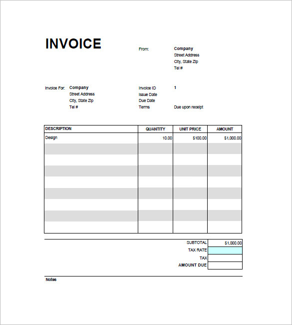 invoice template google docs simple