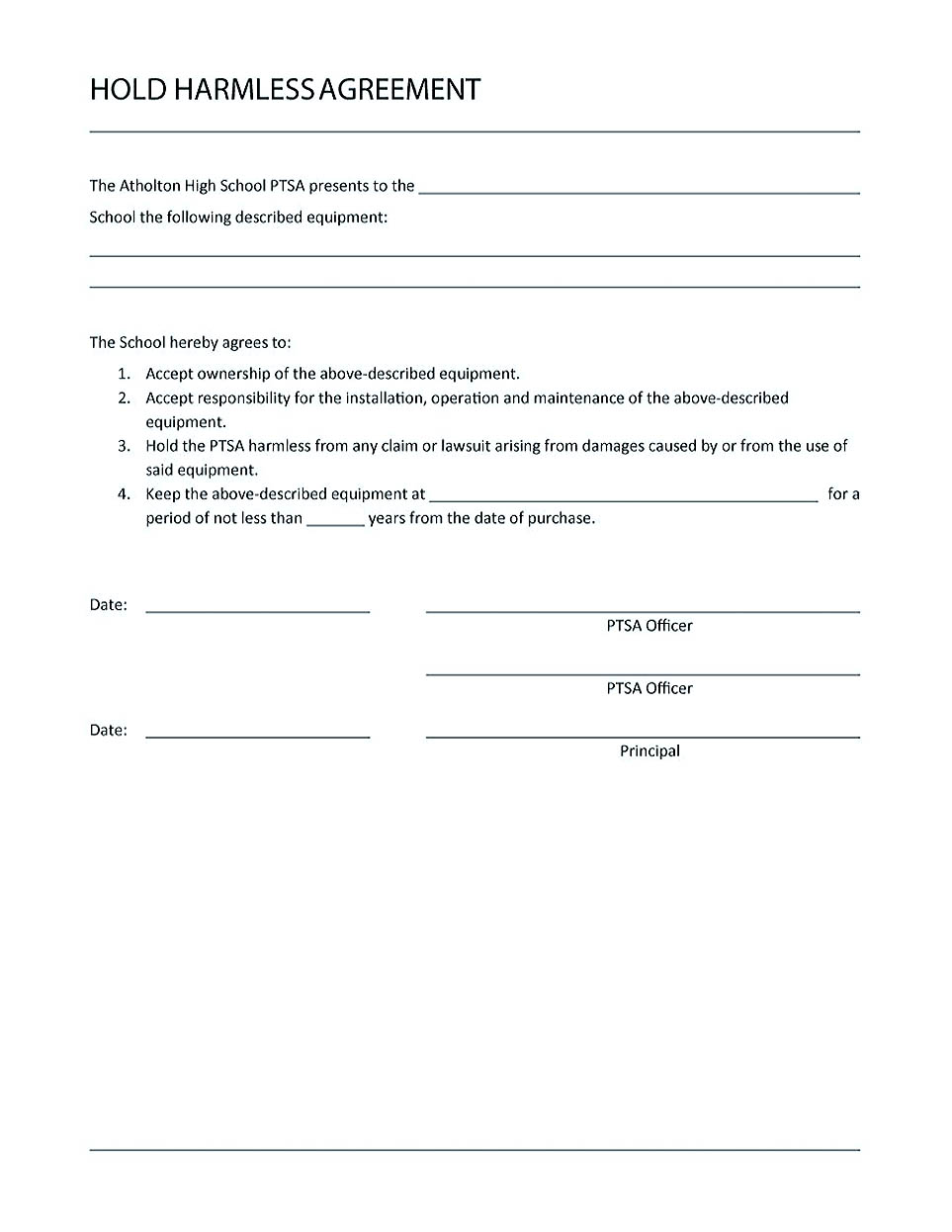Making Hold Harmless Agreement Template For Different Purposes