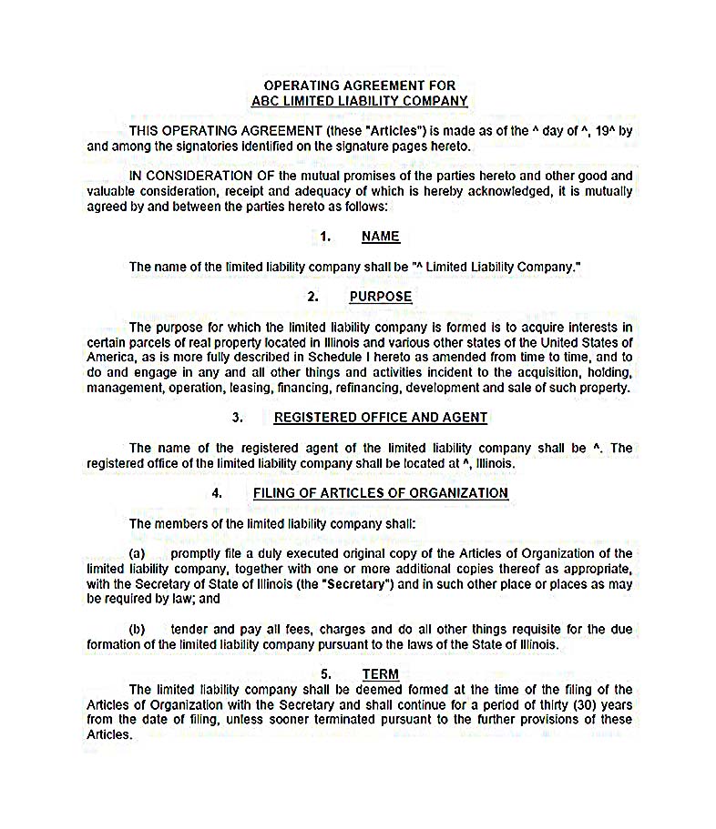 Ca Llc Operating Agreement Template