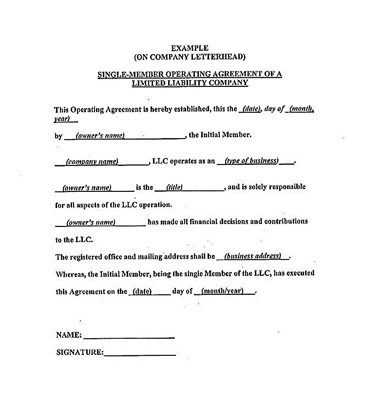 operating agreement llc template