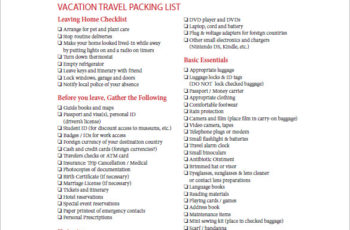 packing list for vacation