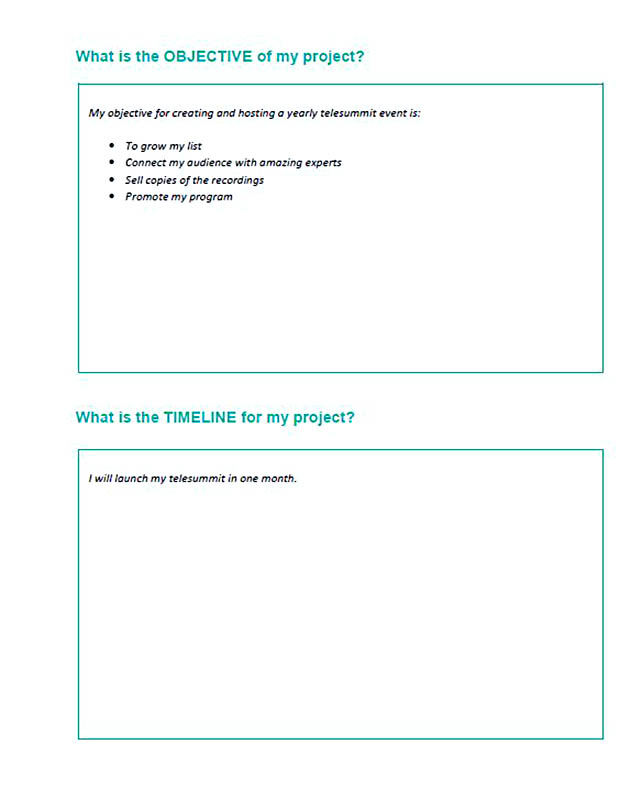 project plan activities template