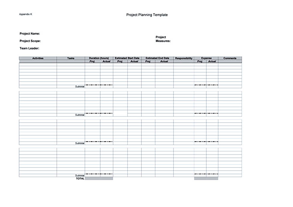 project plan template xls