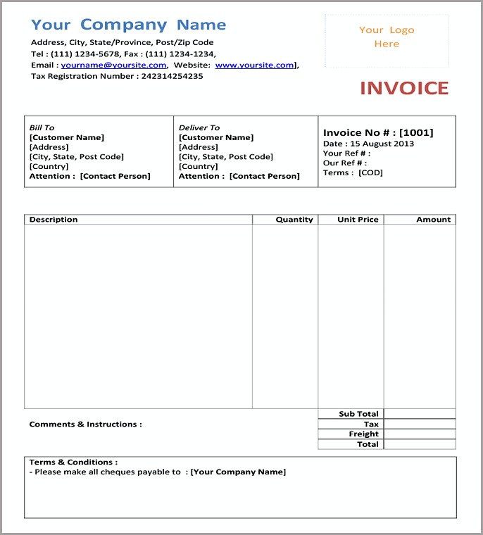 simple invoice template word