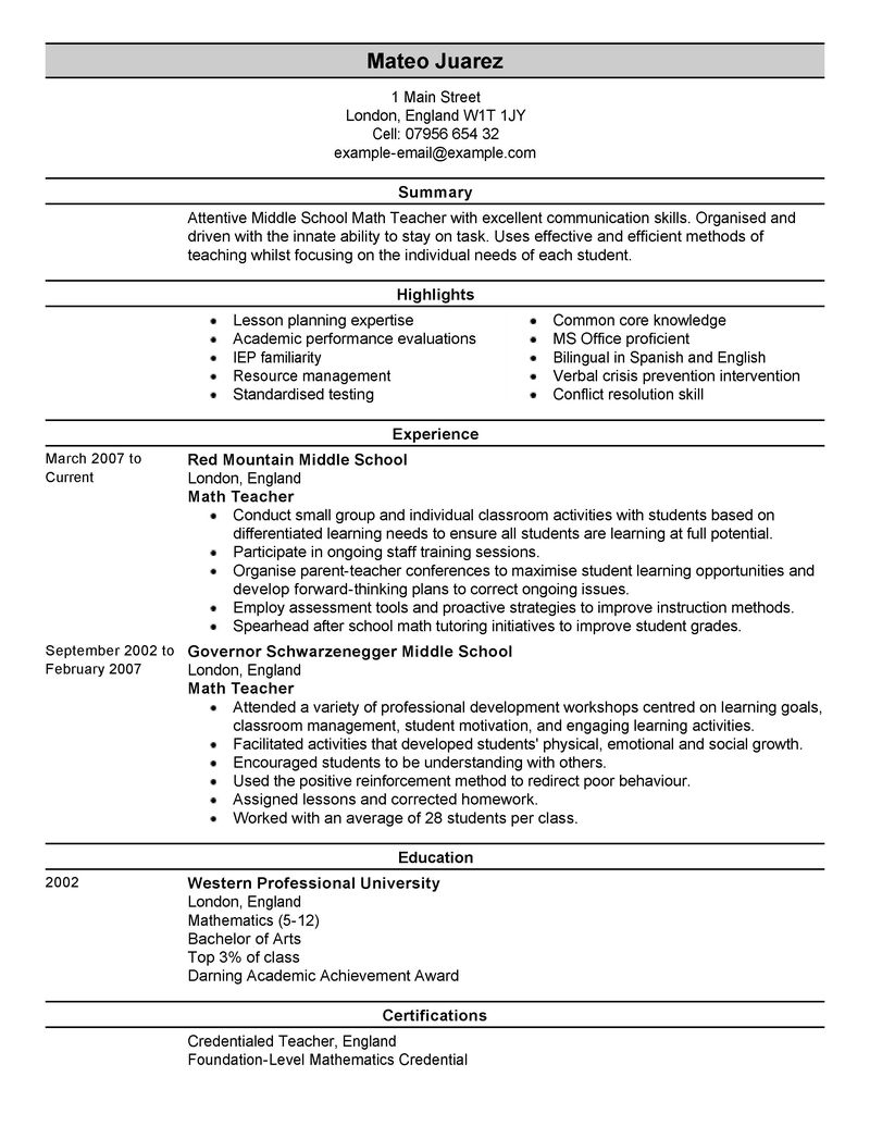 How to Make a Good Teacher Resume Template