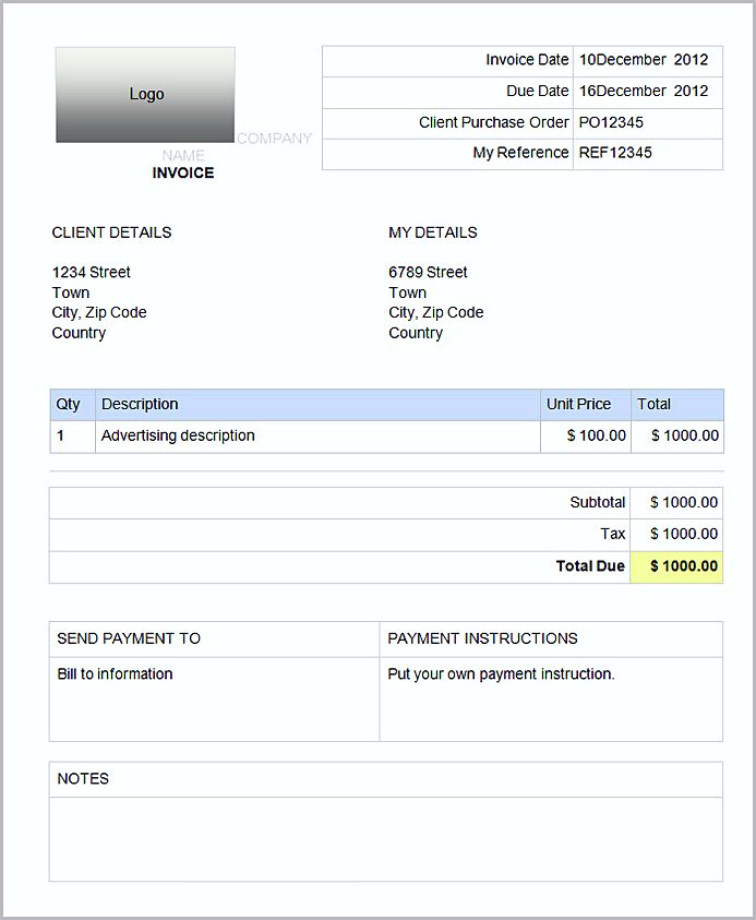 how to create invoice template in word