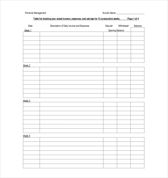 Blank Budget Tracking Template File