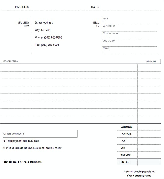 Blank Invoice templates