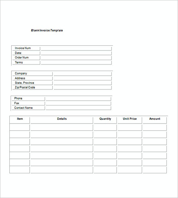 Blank Service Invoice templates