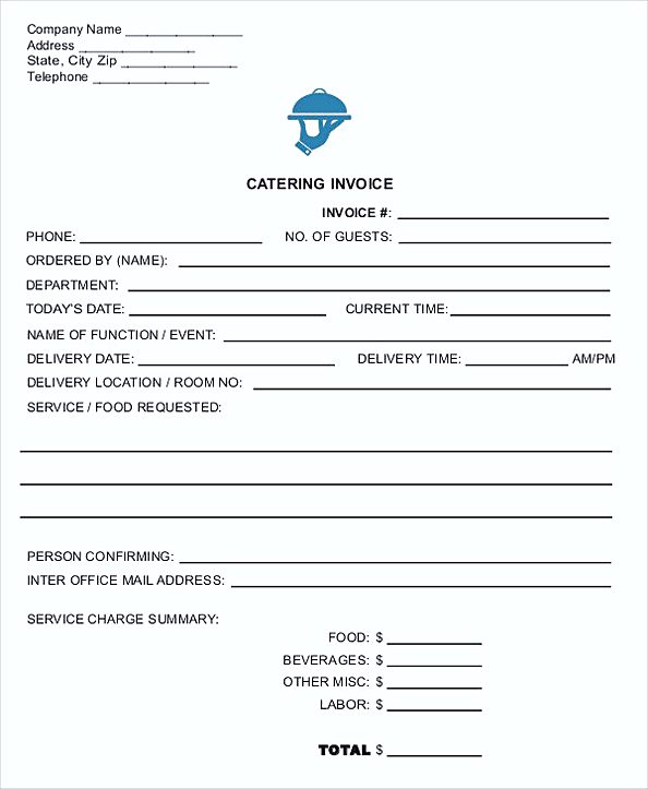 Catering Invoice in PDF