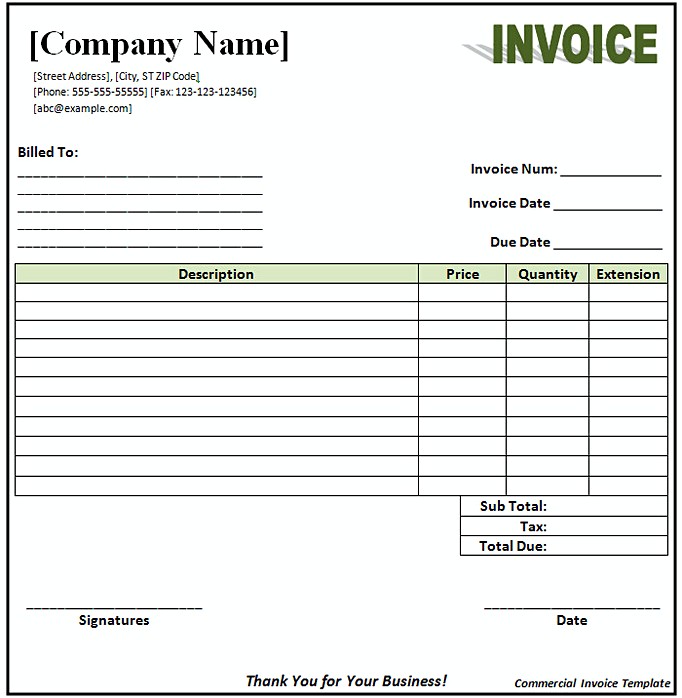 invoice template openoffice