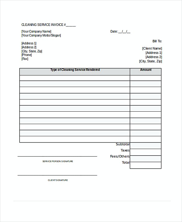 Company Cleaning Service Invoice templates