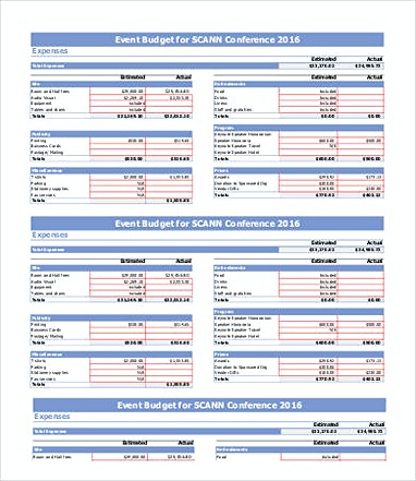 Conference Event Budget