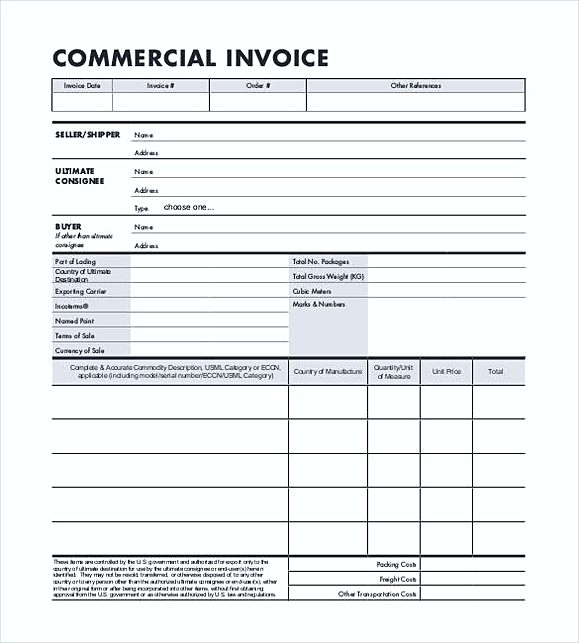 Export Commercial Invoice templates PDF
