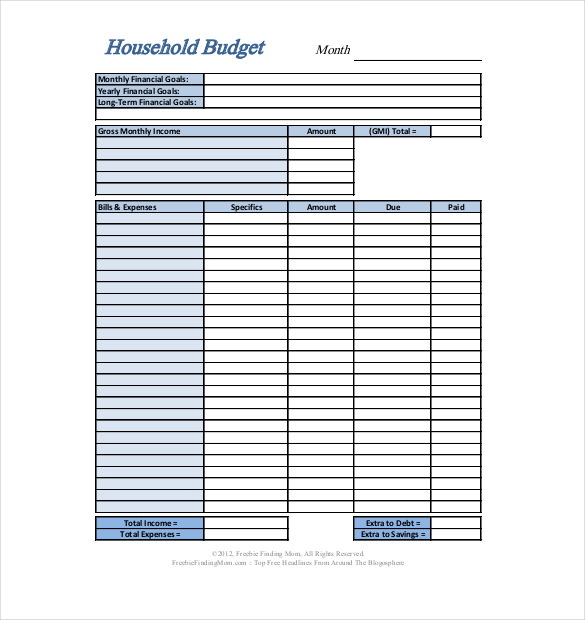 Home Budget Template Format