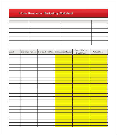 Home Renovation Budget Template