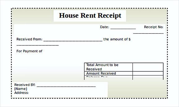 House Rent Receipt templates Free Doc Format