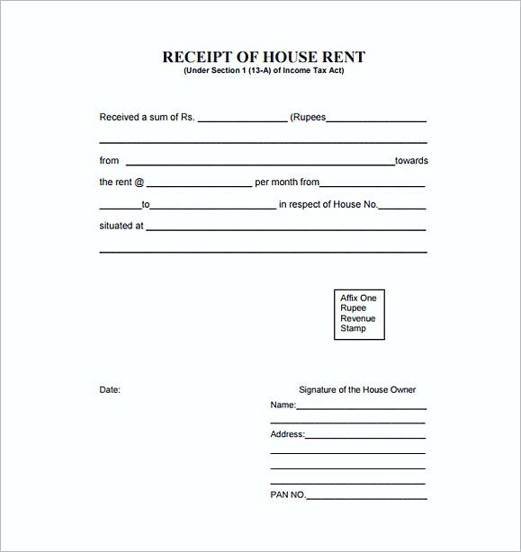 House rent Receipt PDF Free