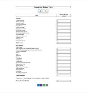 household budget forms