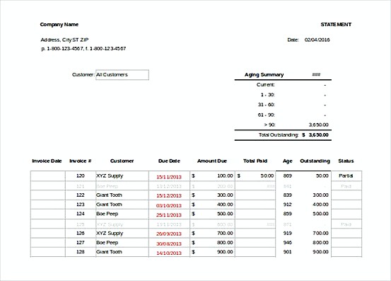 Invoice Tracker templatess for Excel