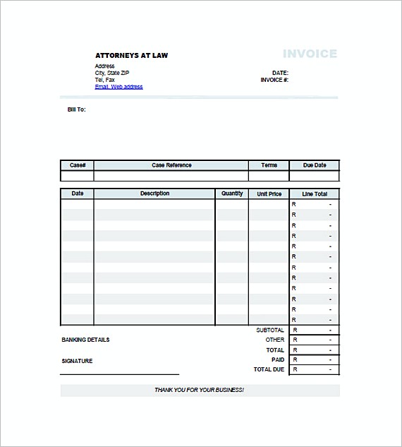 Invoice for Legal Services templates