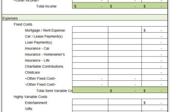 Monthly Household Budget Template
