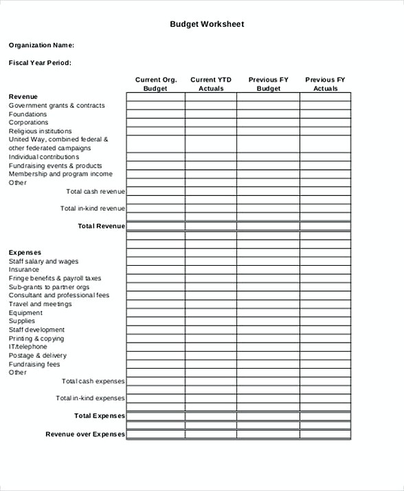 Nonprofit Program Budget Template