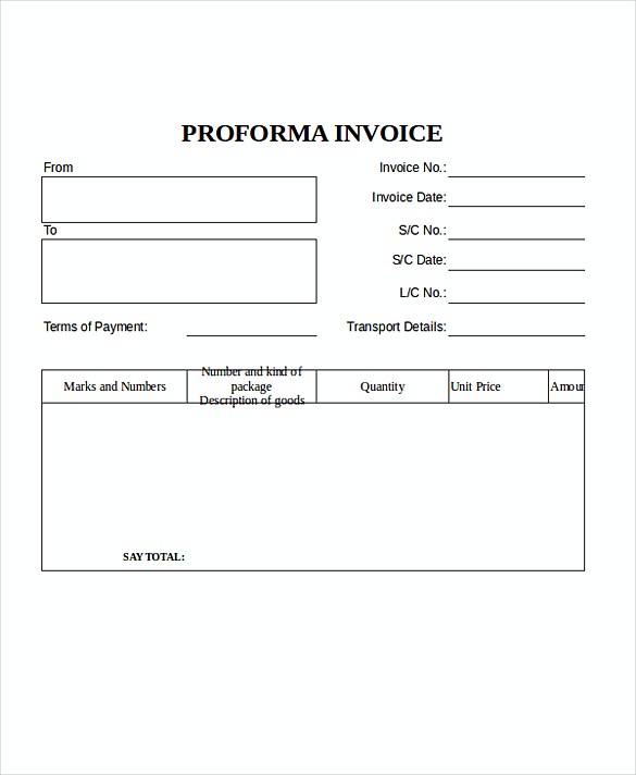 Proforma Invoice templates Excel