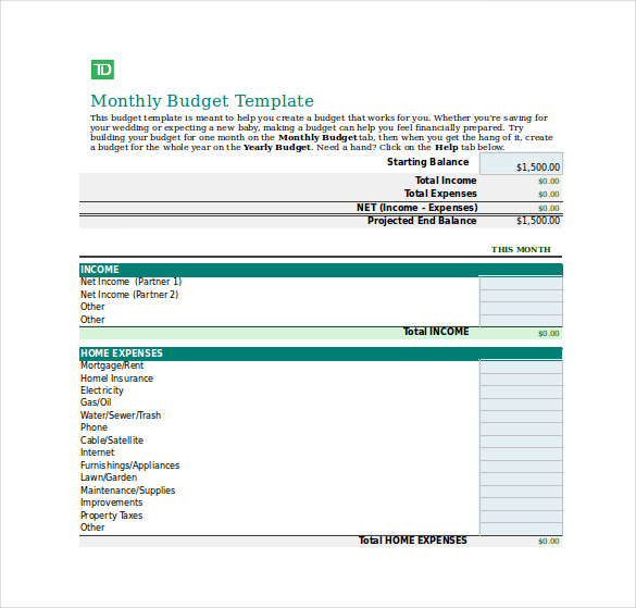 RMI Personal Budget Worksheet Excel Format