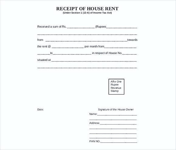 Receipt Of House Rent Free PDF templates