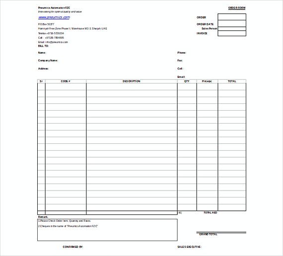 Sales Order Invoice Free Excel templates