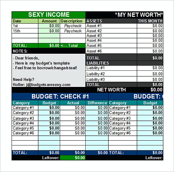 Sample Budget Planner Excel