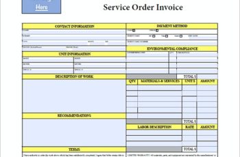 Sample Service Order Invoice for HVAC