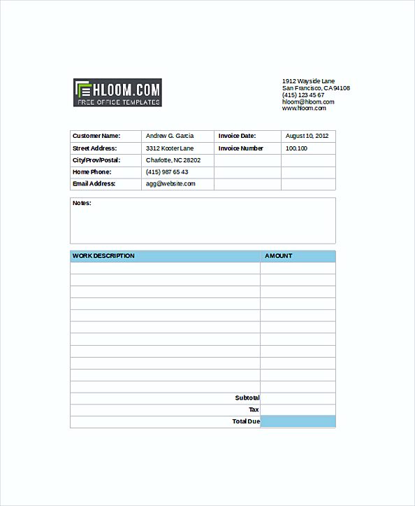 Self Employed Builder Invoice templates