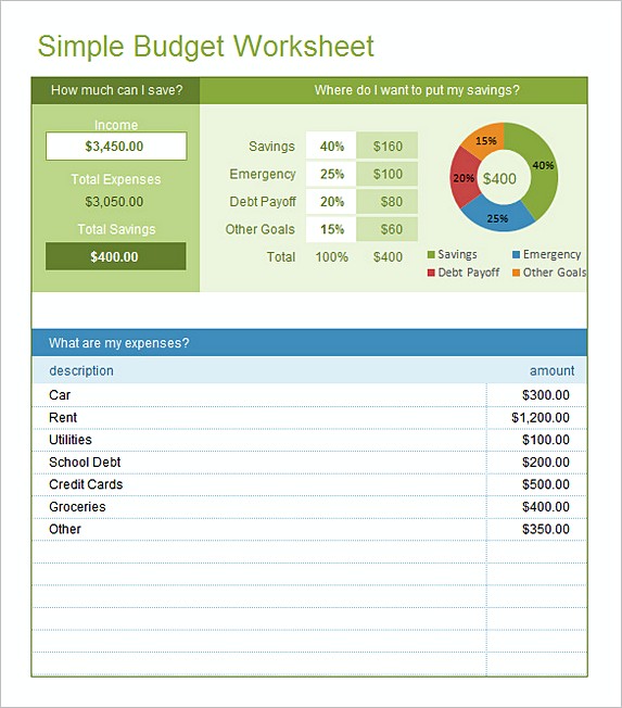 Simple Budget Excel Sheet